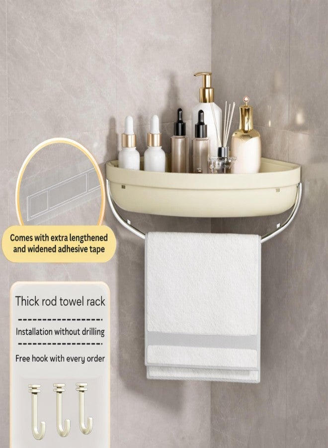 KREPS Bathroom Shelf Organizer,Self Adhesive No Drill Shower Shelf Easy Installation, Wall Mounted Shelf, with Towel Napkin Holder with Hook,Used for Bathroom and Kitchen (Cream, Corner) - Image 3